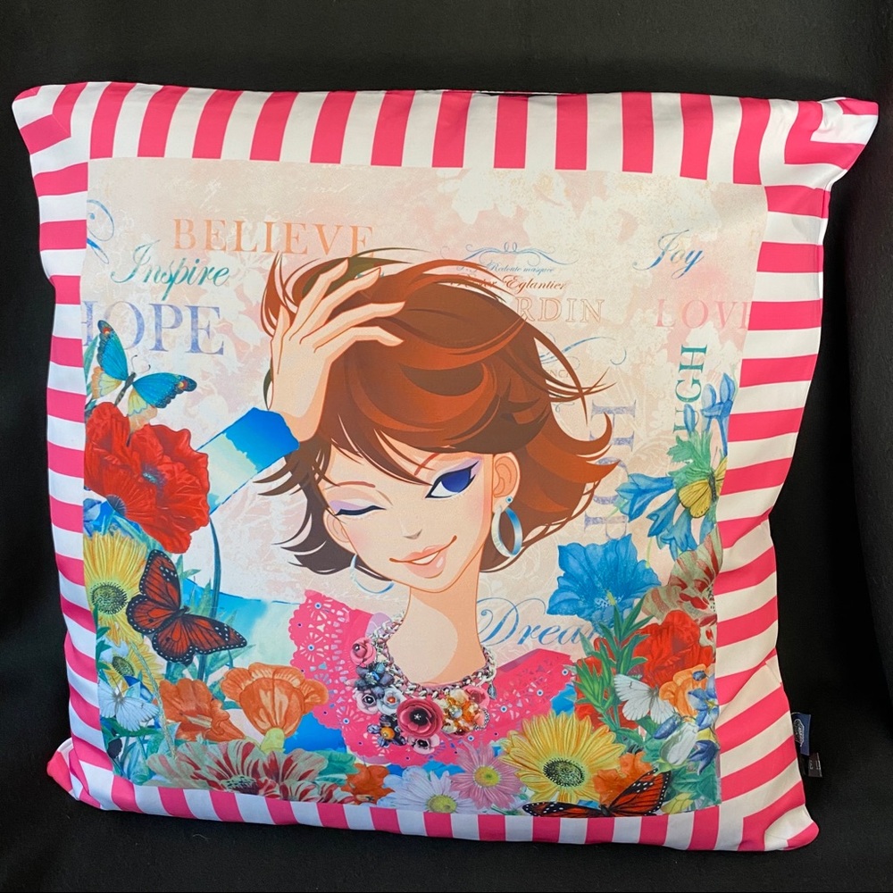 Nicole Lee XOCHIL Pop Art Print Cushion Cover Glam Art Deco Pillow Case 17 X 17"